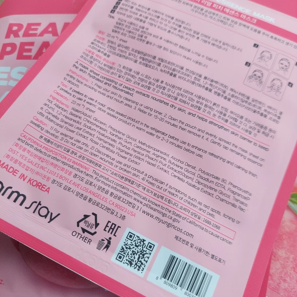 Farm Stay Real Peach Essence Mask Facial Mask Japanese